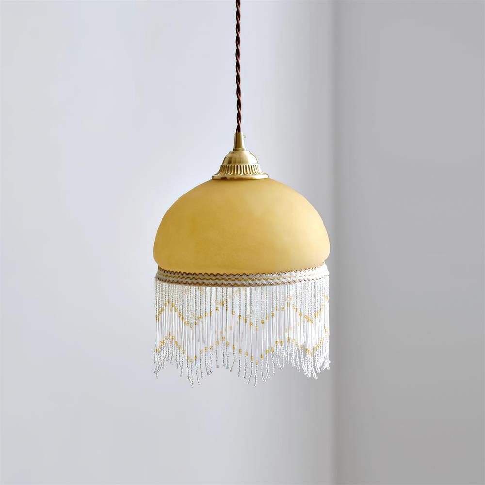 Vili Suspension Lampe à Franges à Pompon Dôme Perlé - Neutralighting