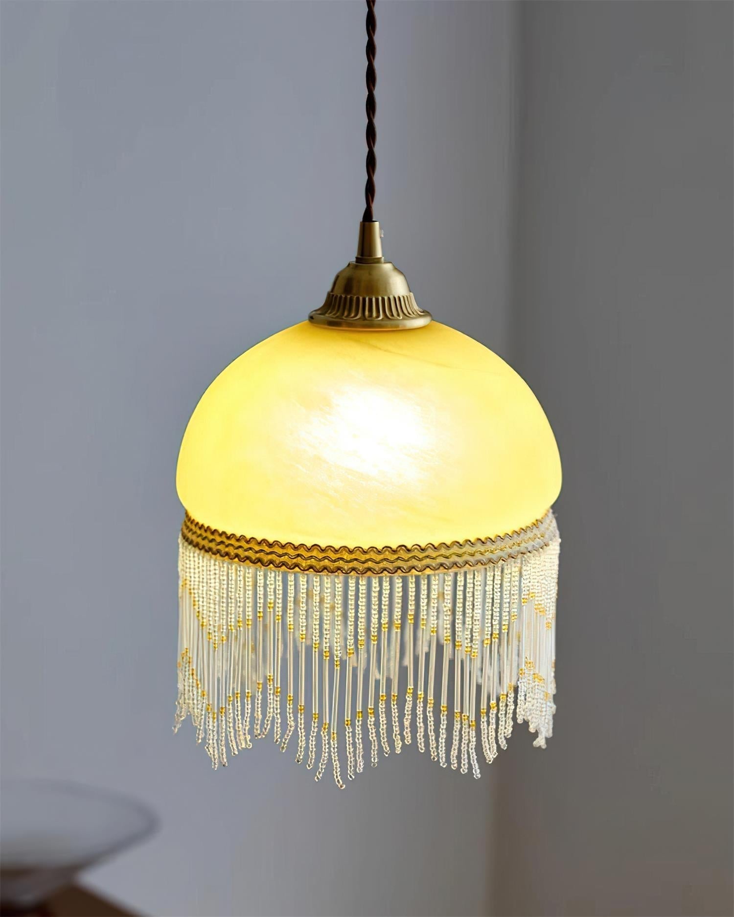 Vili Suspension Lampe à Franges à Pompon Dôme Perlé - Neutralighting