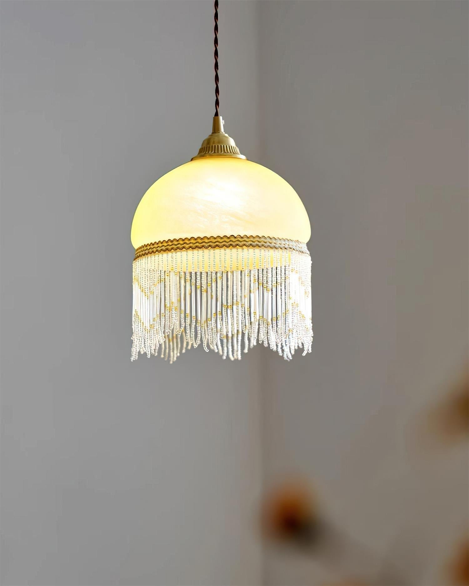 Vili Suspension Lampe à Franges à Pompon Dôme Perlé - Neutralighting
