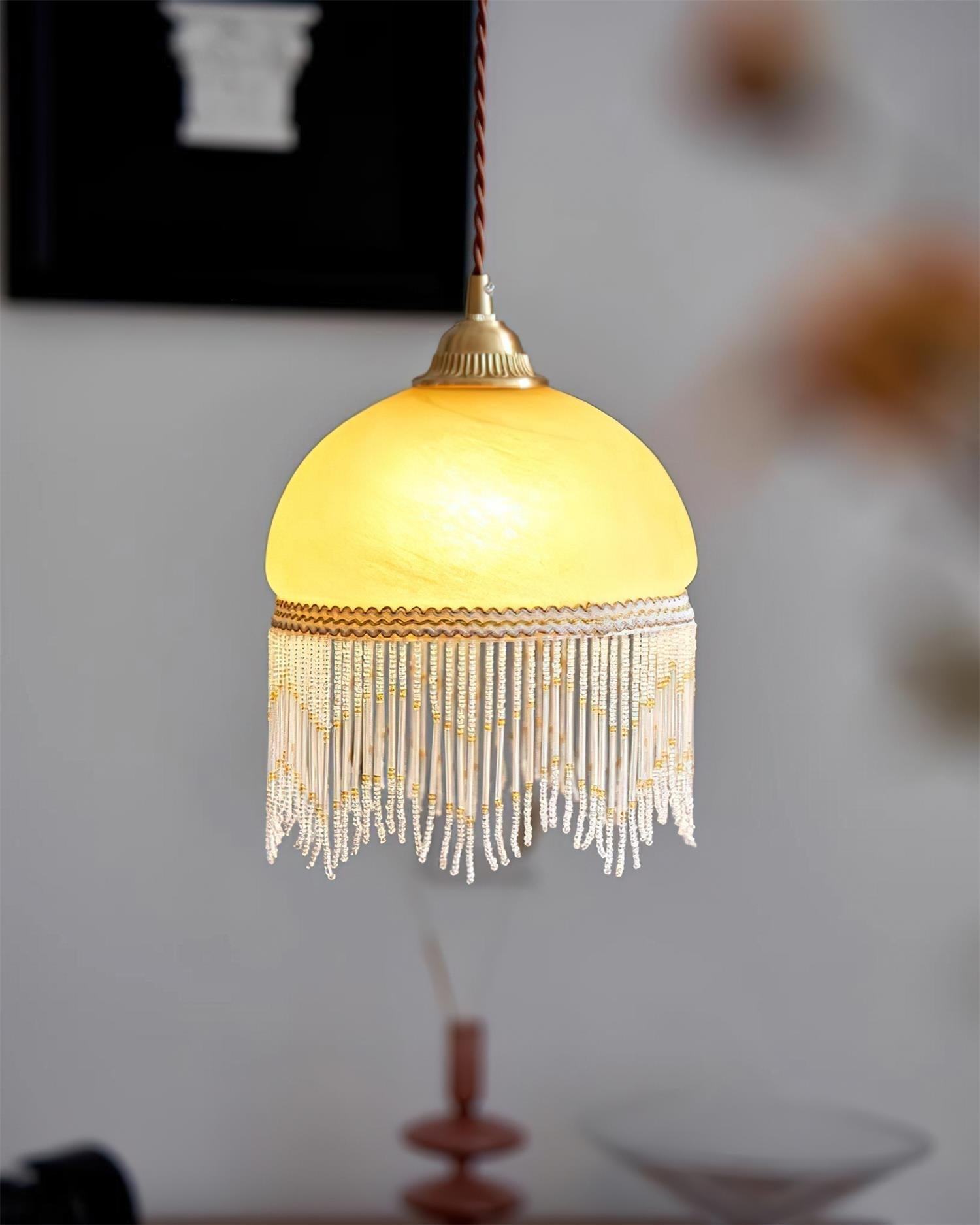 Vili Suspension Lampe à Franges à Pompon Dôme Perlé - Neutralighting