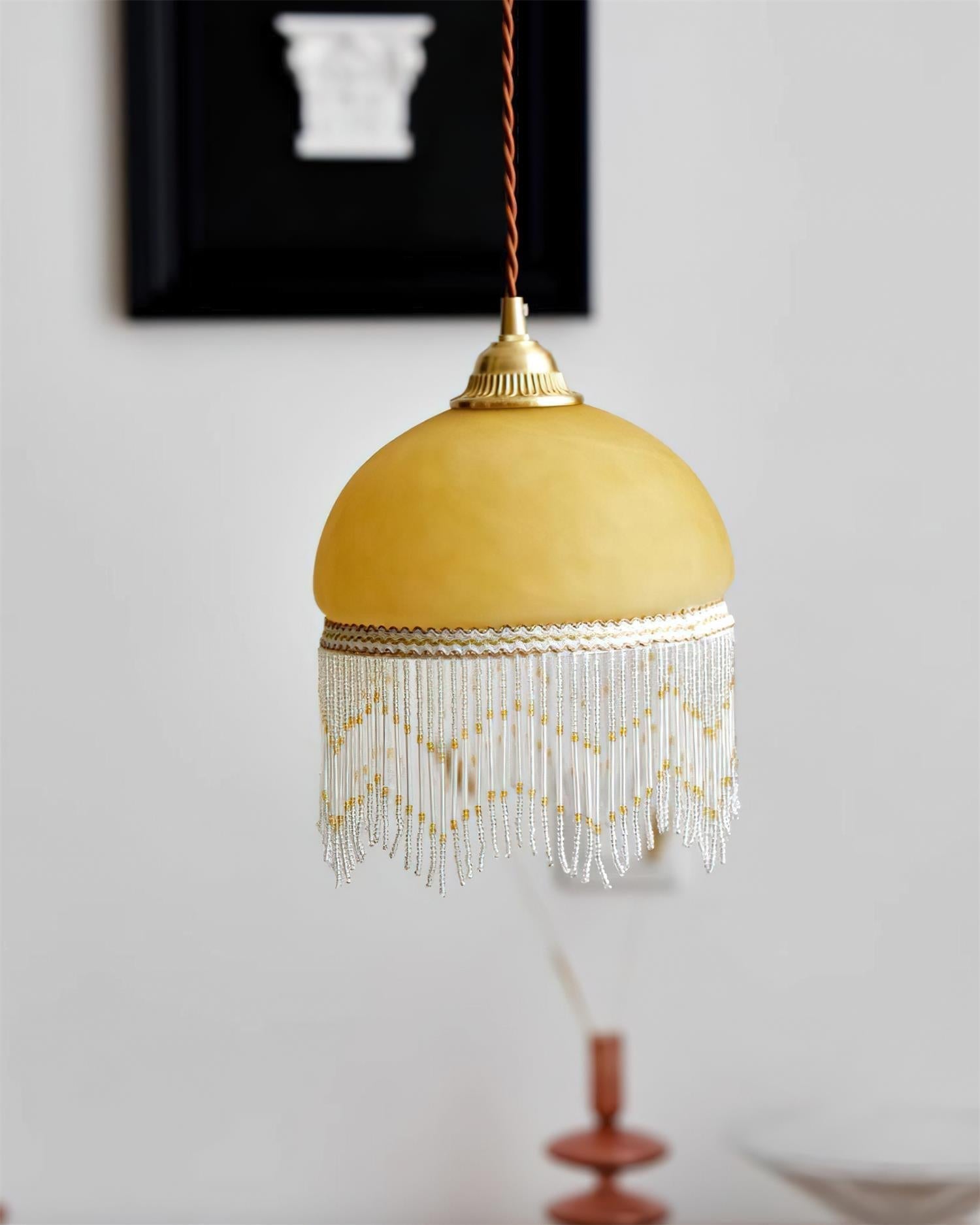 Vili Suspension Lampe à Franges à Pompon Dôme Perlé - Neutralighting