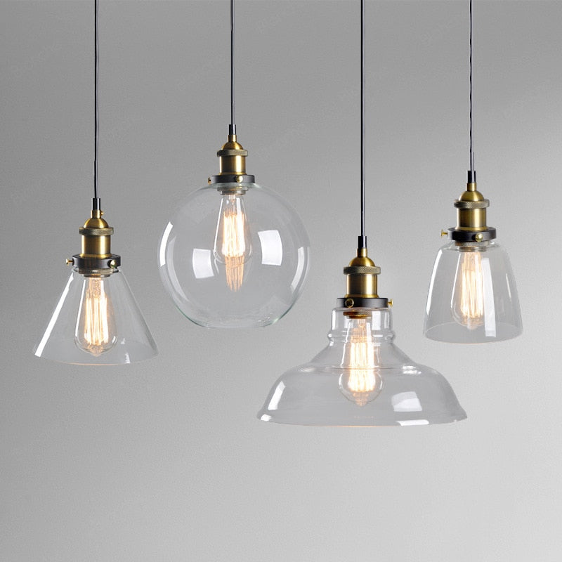 June suspension Industriel en Verre. Clair/Ambre/Gris Fumé - Neutralighting
