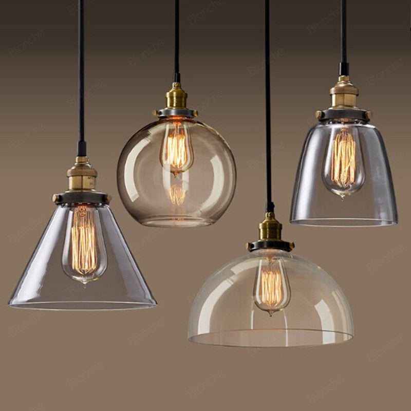 June suspension Industriel en Verre. Clair/Ambre/Gris Fumé - Neutralighting