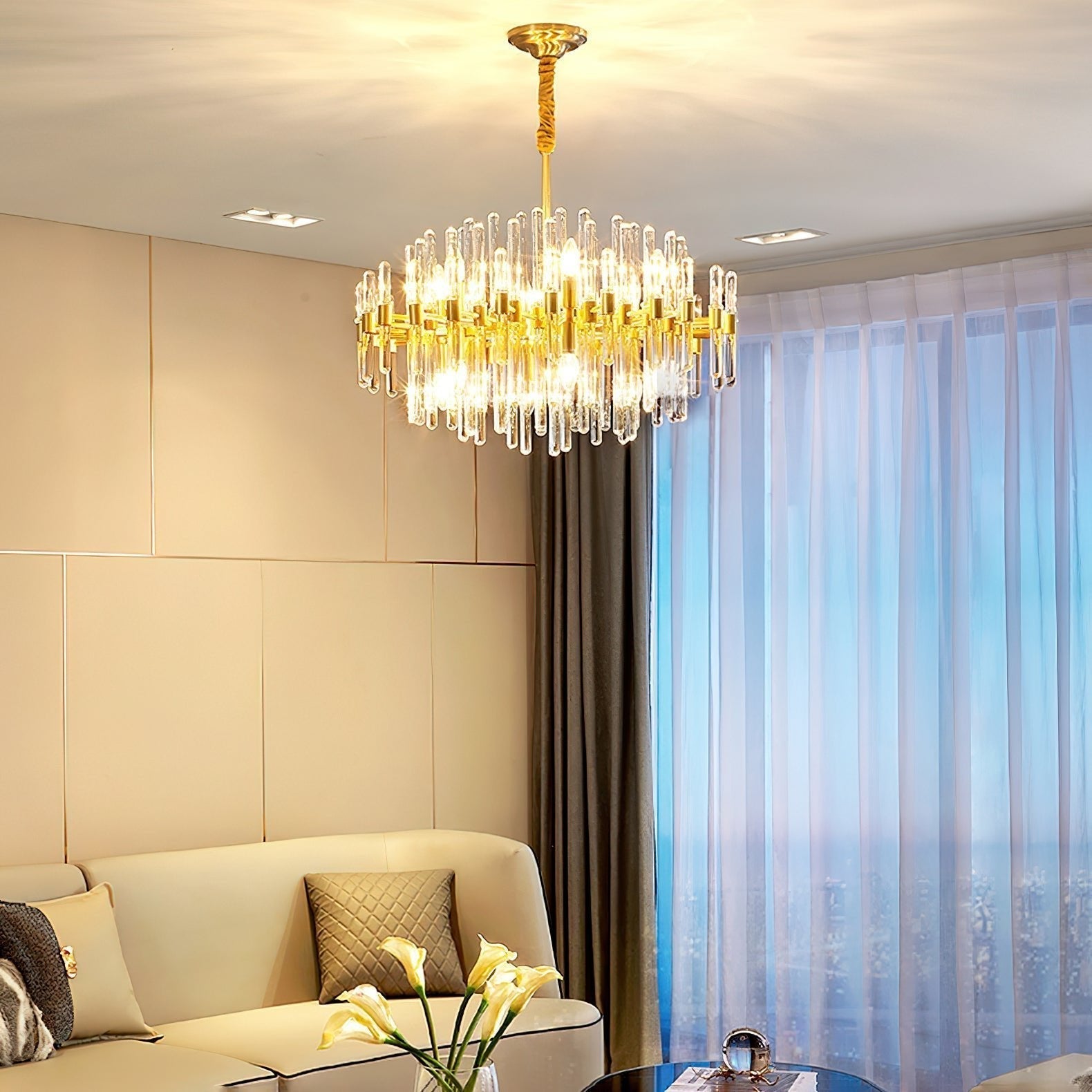 Solara Chandelier en Laiton Antique de Luxe - Neutralighting