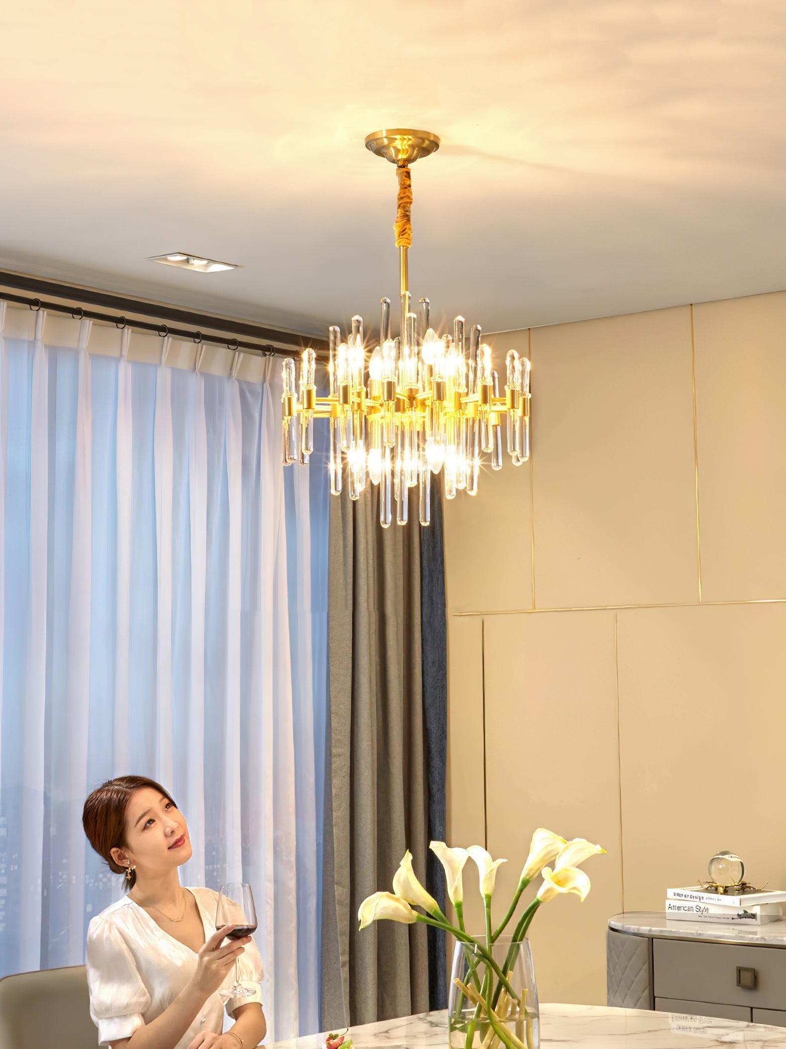 Solara Chandelier en Laiton Antique de Luxe - Neutralighting