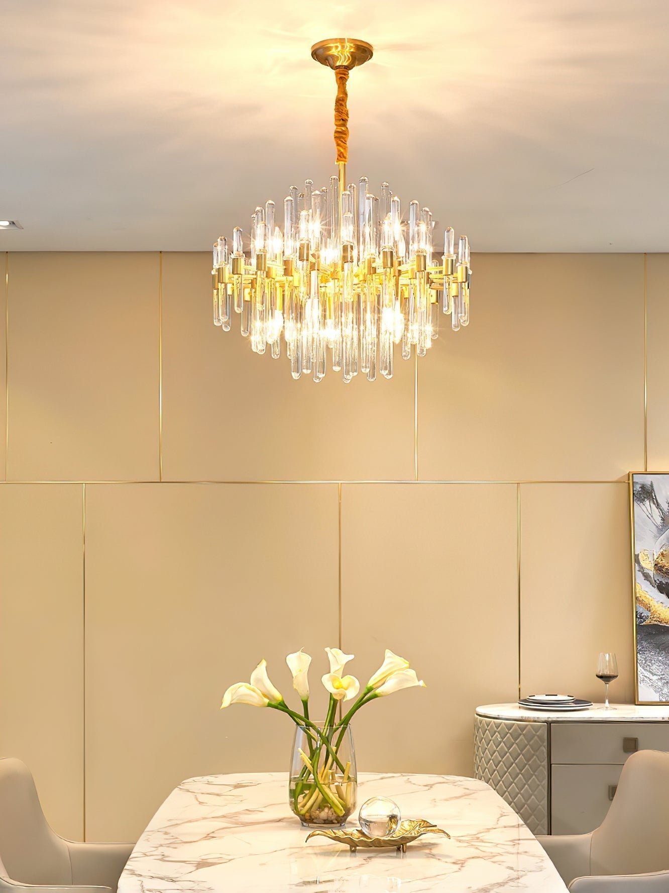 Solara Chandelier en Laiton Antique de Luxe - Neutralighting