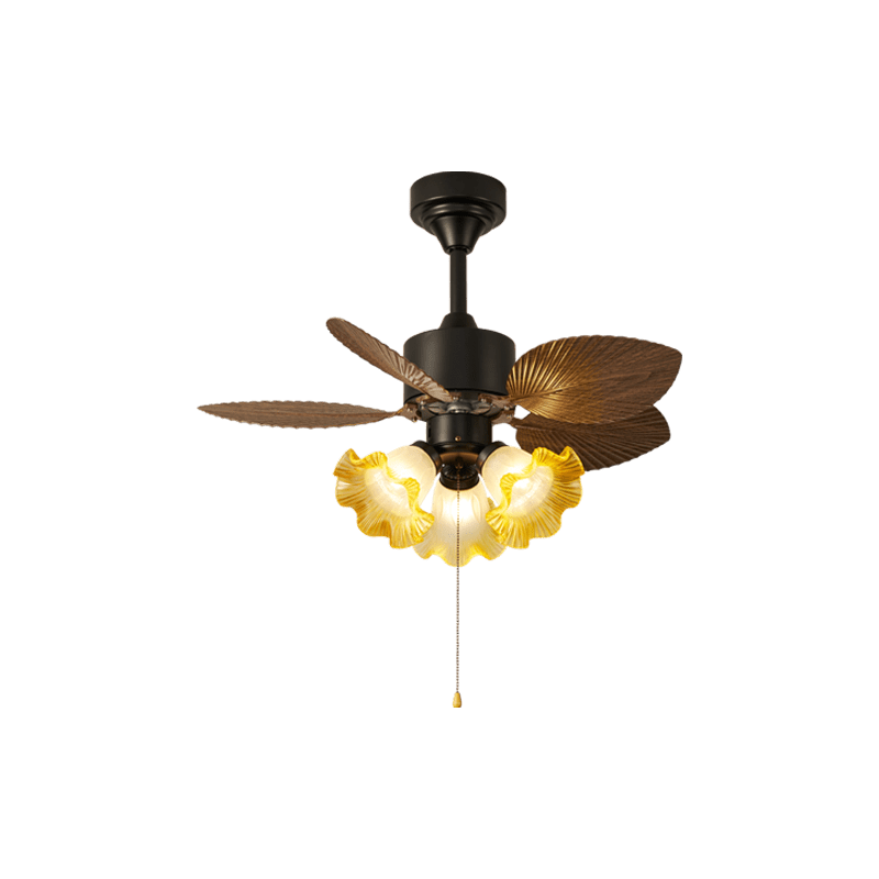Plafonnier ventilateur Gulliver Feuille Vintage avec finition noire