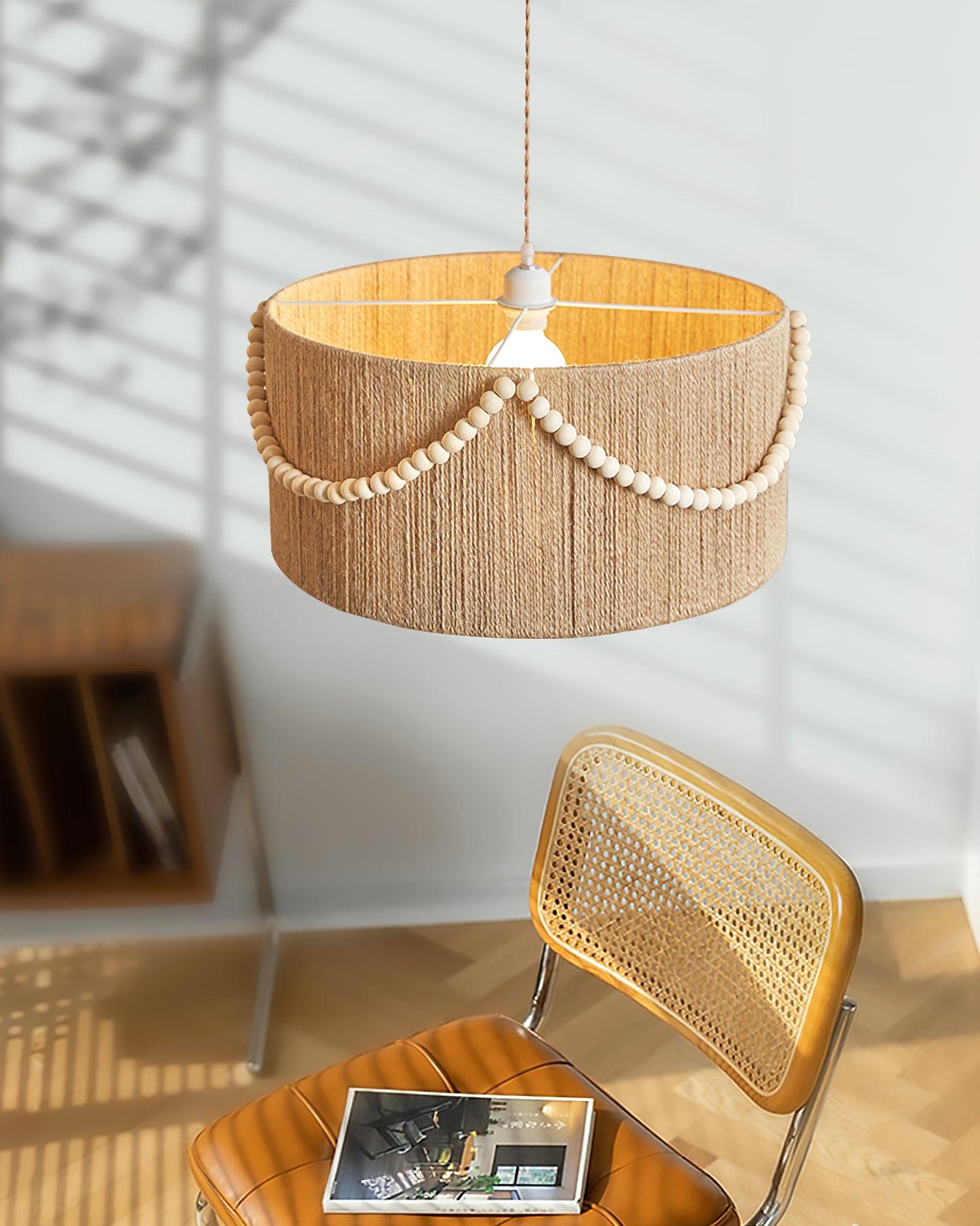 Liviza Suspension en Jute Tissée à la Main en Tissu Biologique Vintage - Neutralighting
