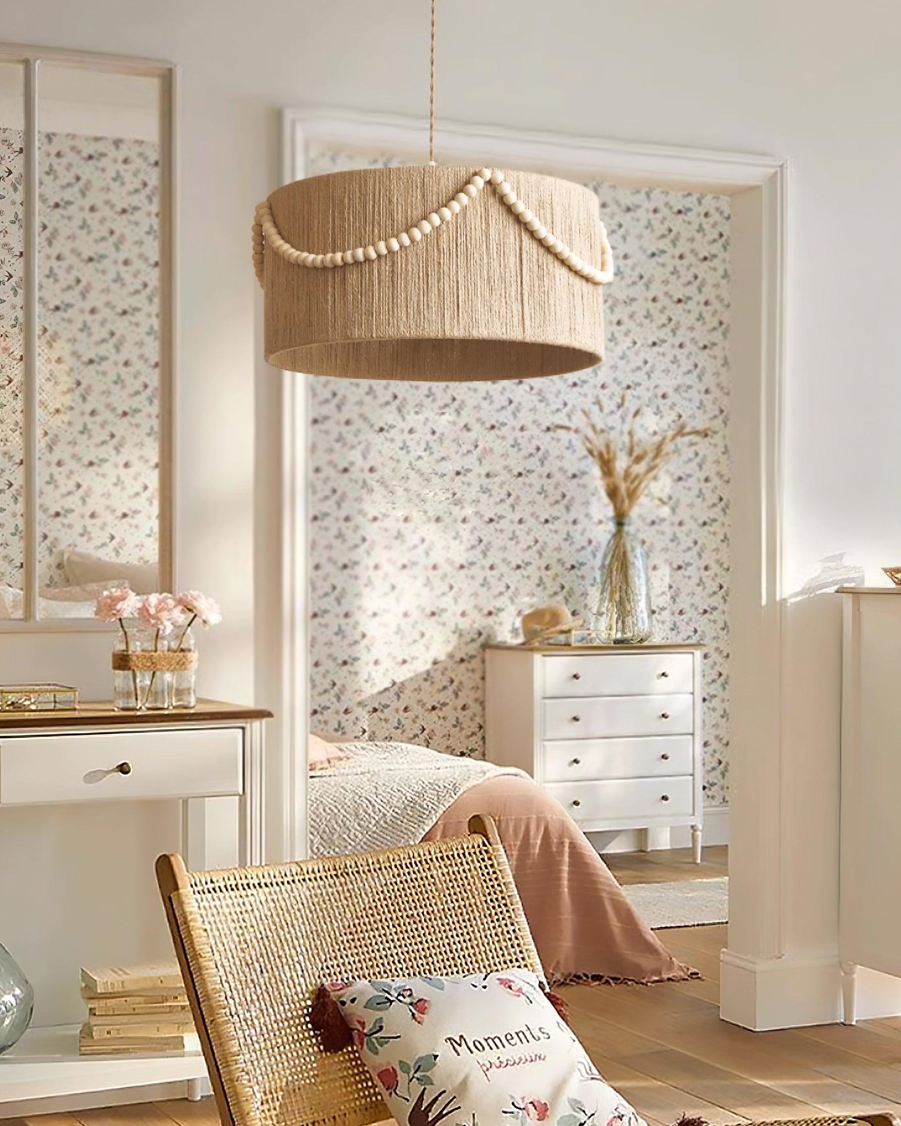 Liviza Suspension en Jute Tissée à la Main en Tissu Biologique Vintage - Neutralighting