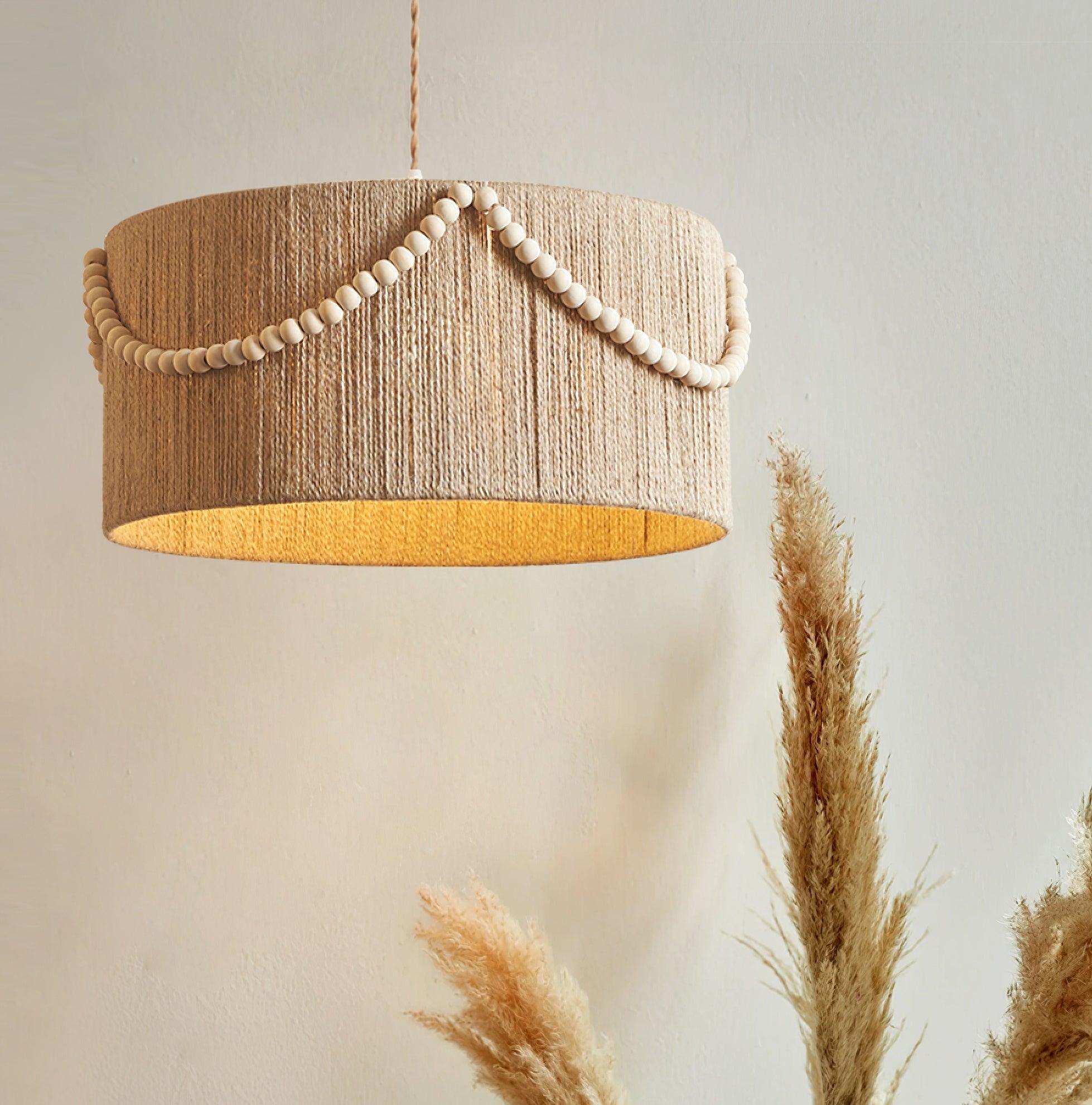 Liviza Suspension en Jute Tissée à la Main en Tissu Biologique Vintage - Neutralighting