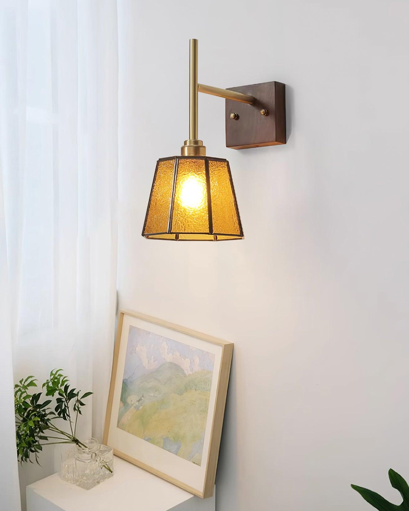 Vintage Applique Moiré Ambre Verre - Neutralighting