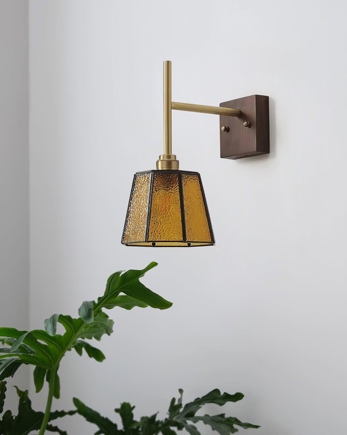 Vintage Applique Moiré Ambre Verre - Neutralighting