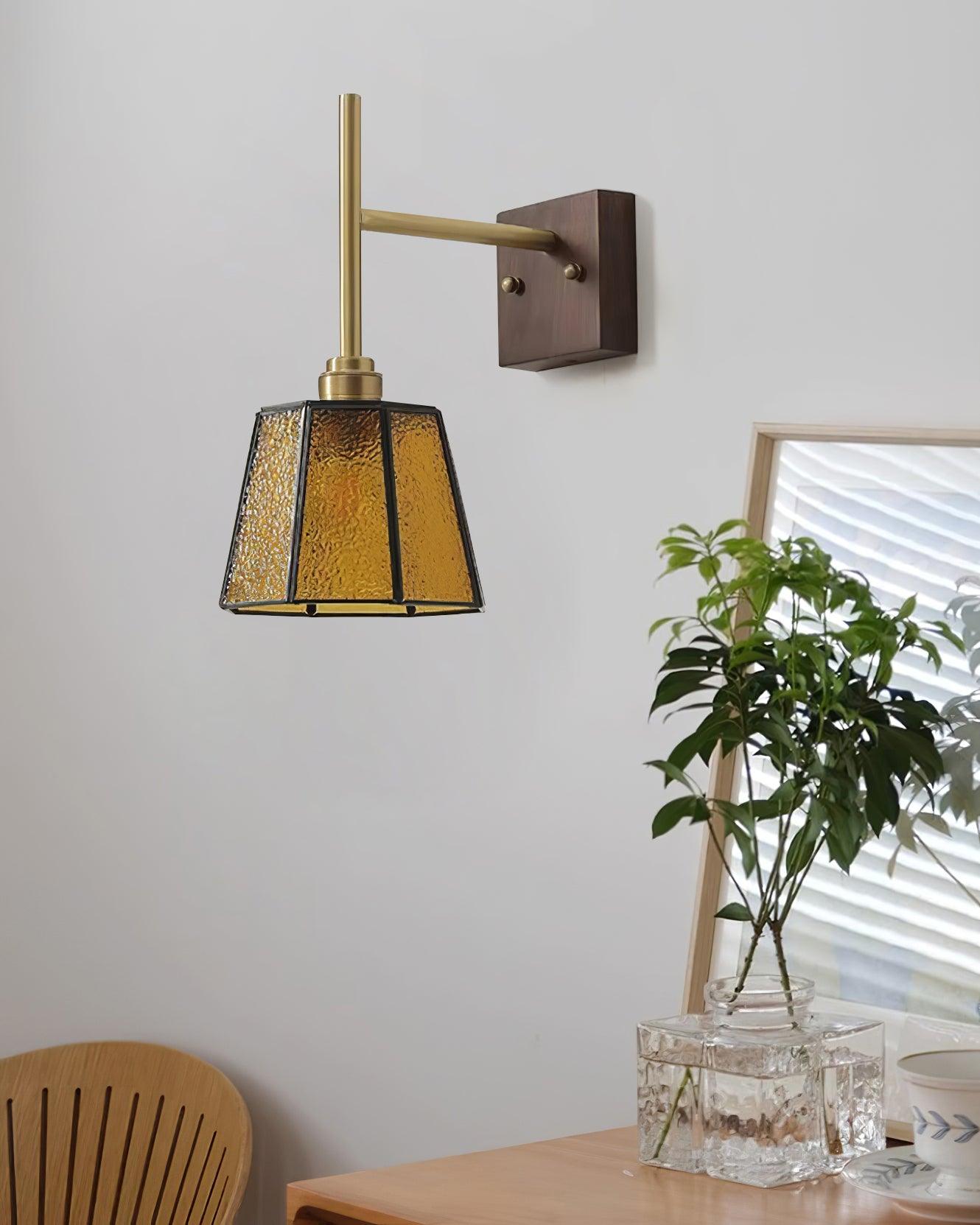 Vintage Applique Moiré Ambre Verre - Neutralighting