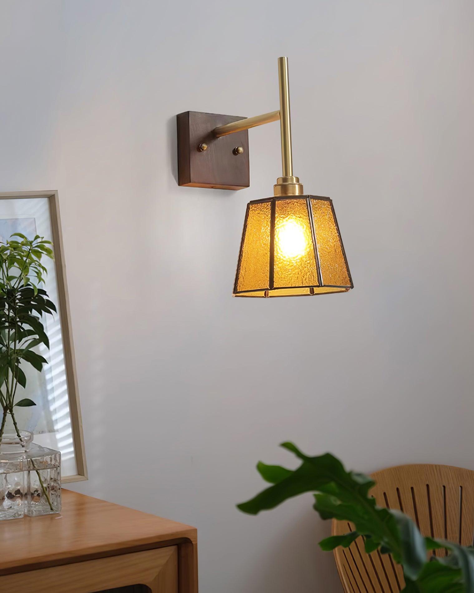 Vintage Applique Moiré Ambre Verre - Neutralighting