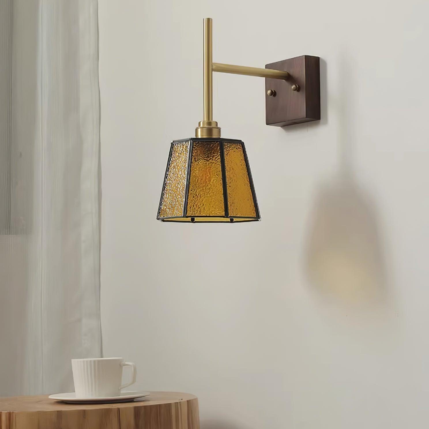 Vintage Applique Moiré Ambre Verre - Neutralighting