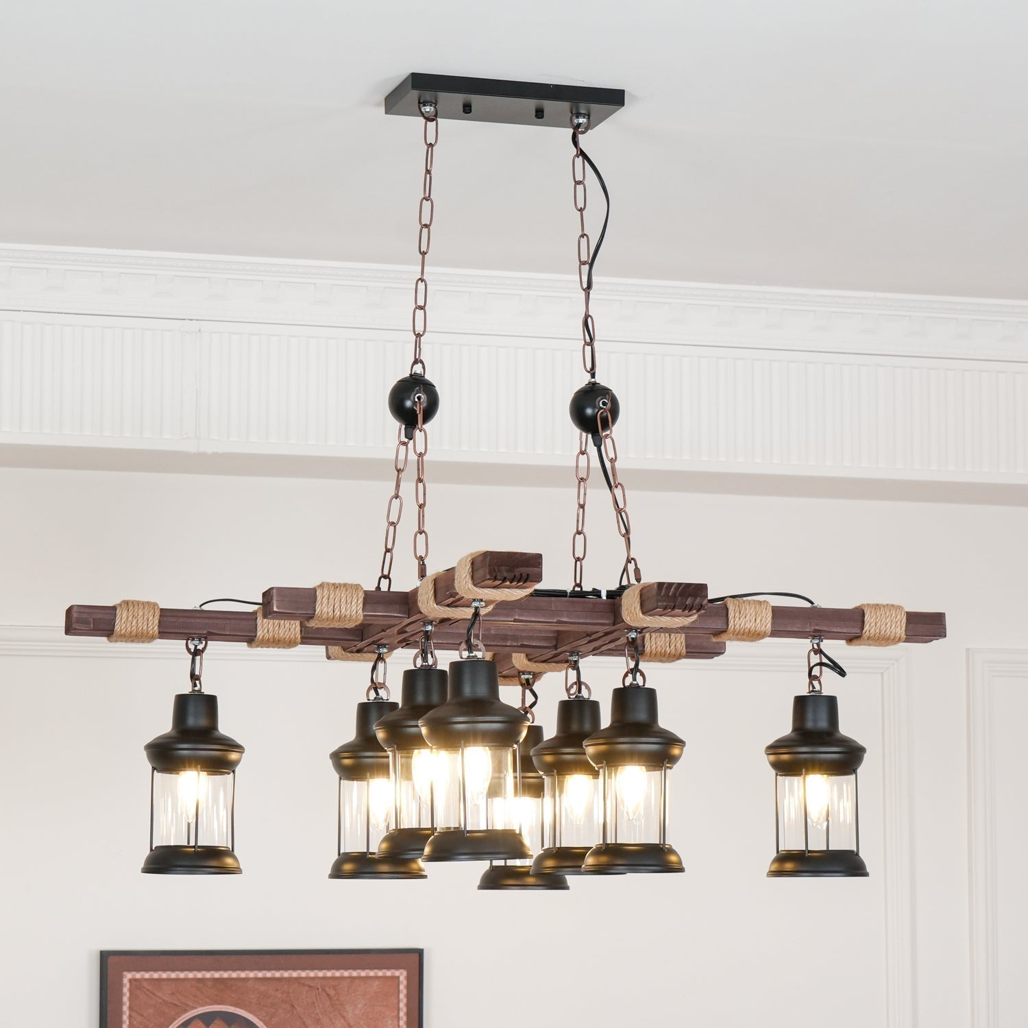 Lustra Lustre Vintage Bois Verre Rétro - Neutralighting