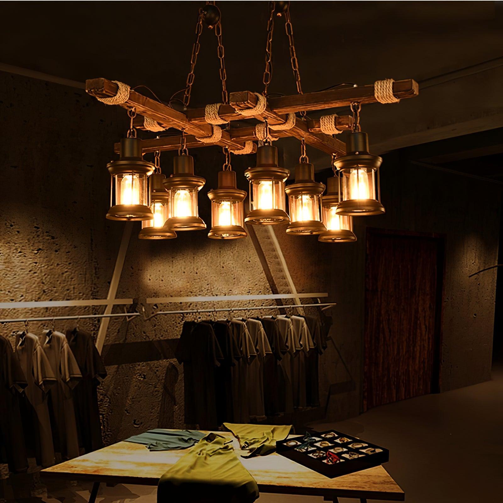 Vintage Wood Glass Chandeliers - Blowlighting