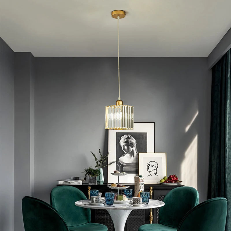 Vina Suspension Ronde/Carré Nordique. Métal/Verre. Noir/Or. Salon/Bar - Neutralighting