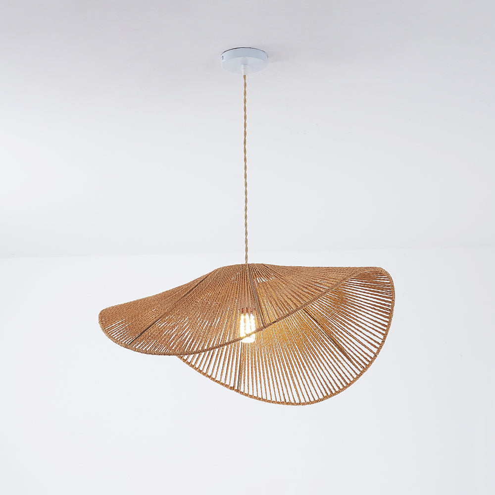 Ritta Twine Suspension Ronde Naturelle, Métal/Rotin, Marron/Beige, Cuisine/Bureau - Neutralighting