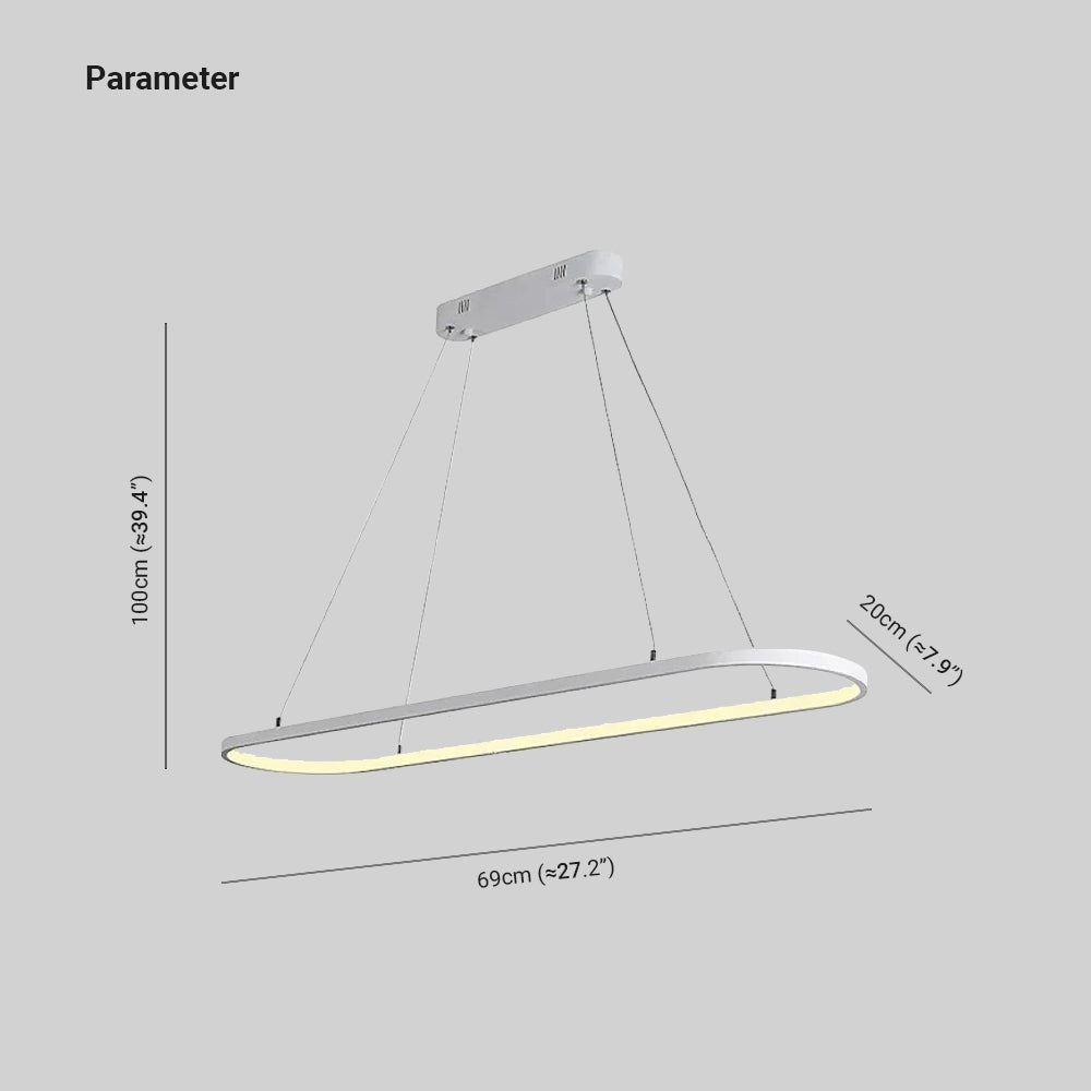 Arisha Suspension Ovale Moderne, Métal/Gel de Silice, Blanc/Noir/Or, Bar - Neutralighting