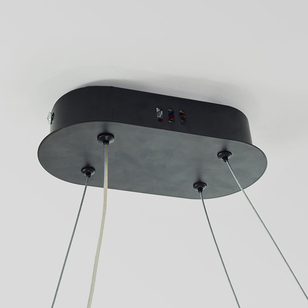 Arisha Suspension Ovale Moderne, Métal/Gel de Silice, Blanc/Noir/Or, Bar - Neutralighting