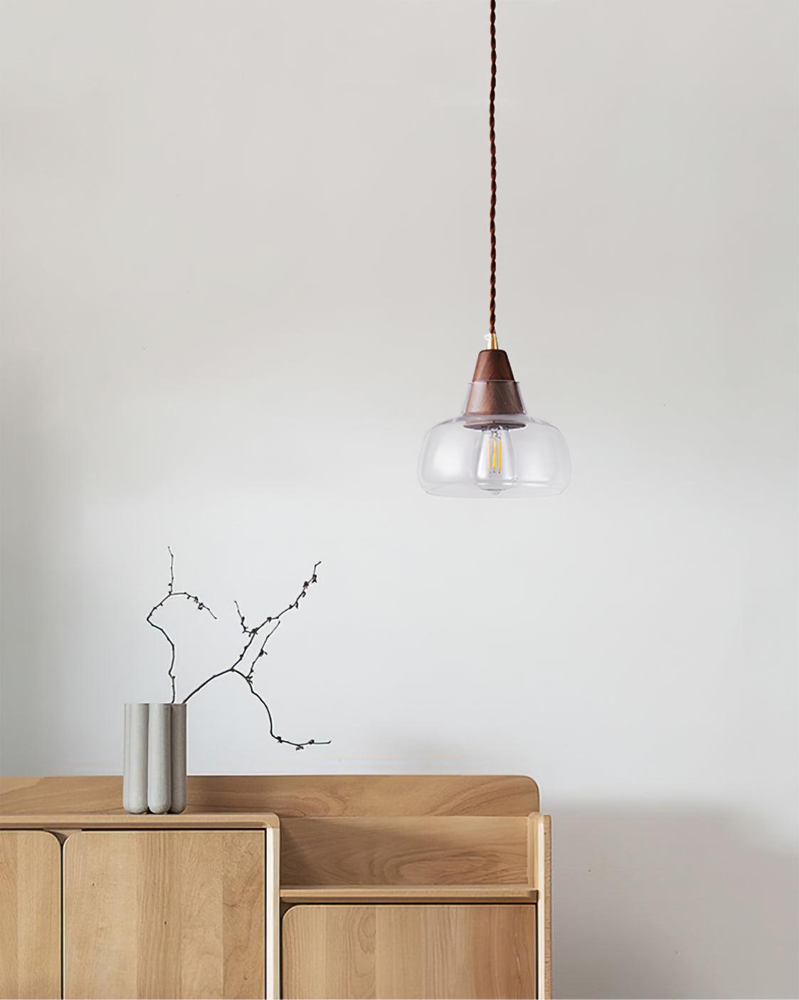 Noyer Lampe à Suspension en Verre - Neutralighting