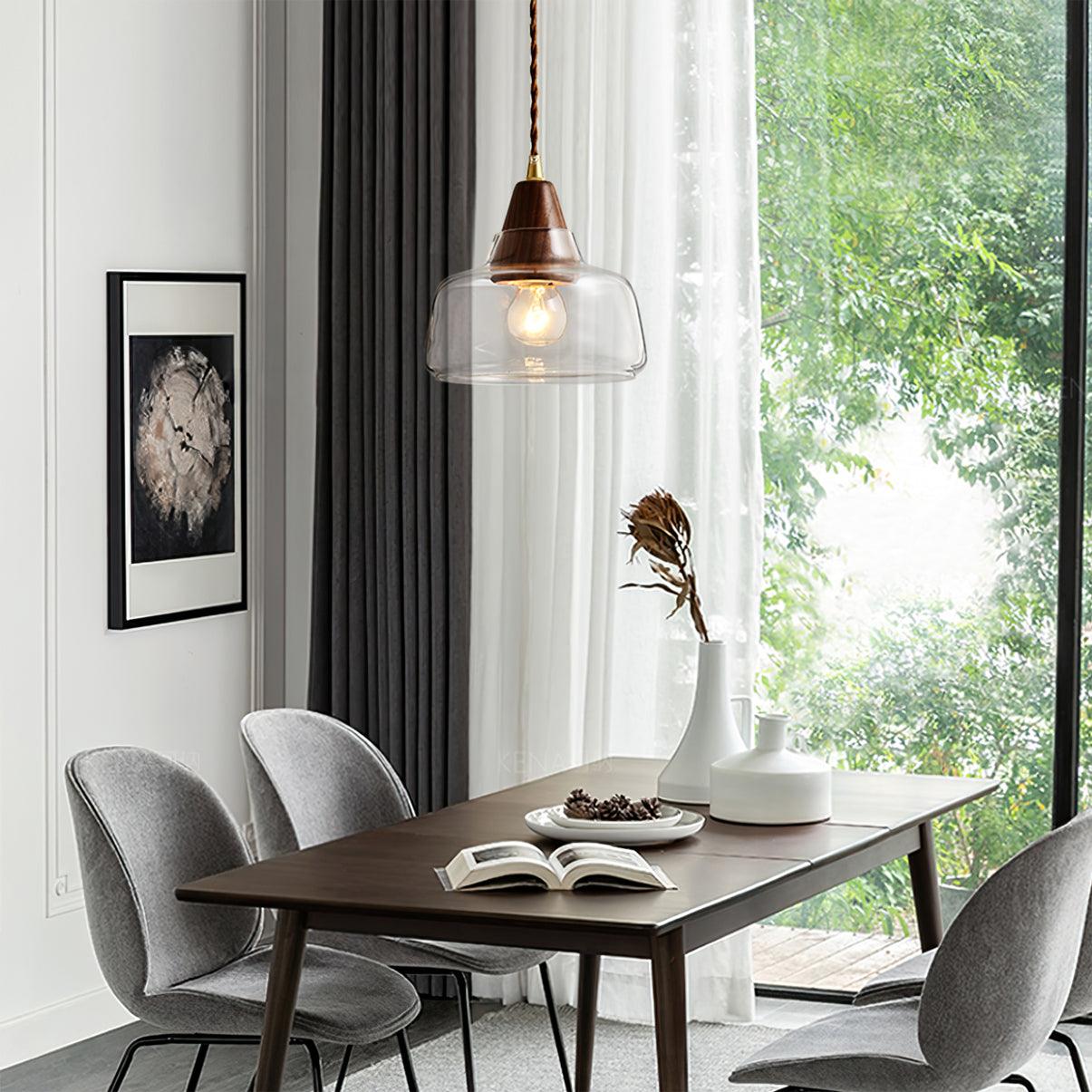 Noyer Lampe à Suspension en Verre - Neutralighting
