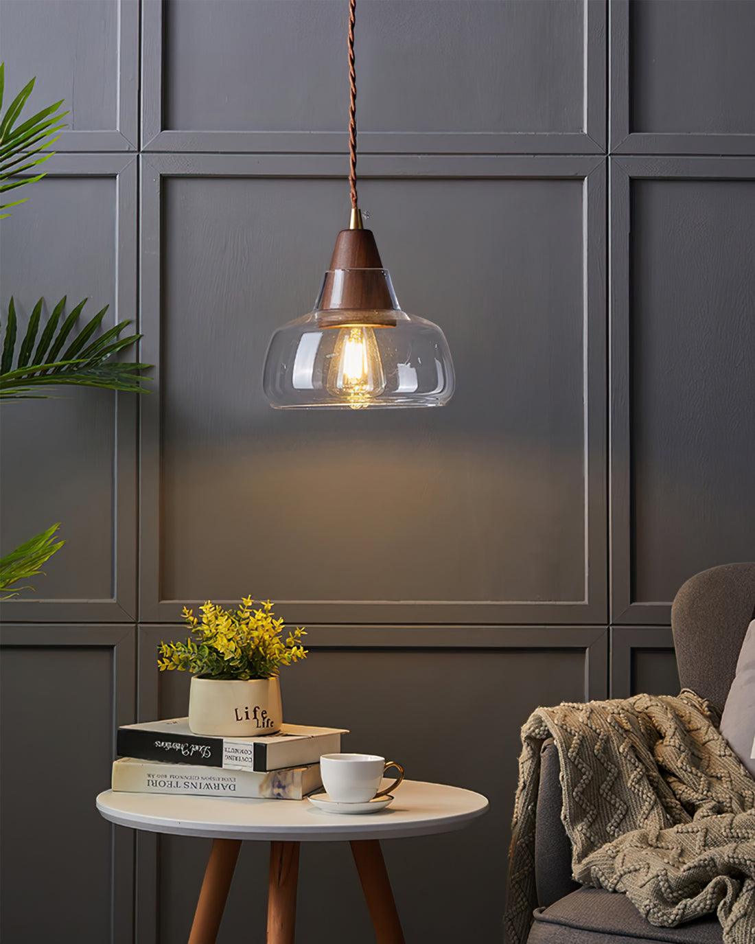 Noyer Lampe à Suspension en Verre - Neutralighting