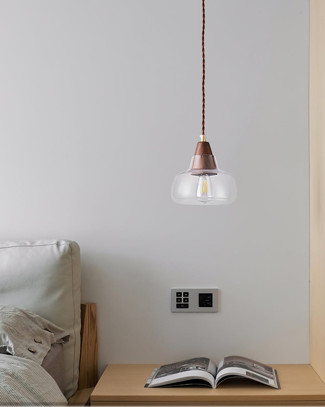 Noyer Lampe à Suspension en Verre - Neutralighting