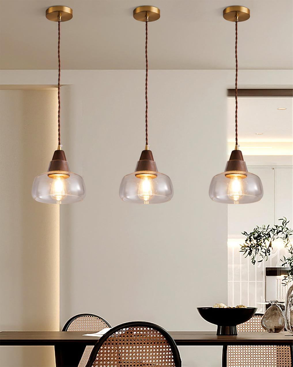 Noyer Lampe à Suspension en Verre - Neutralighting