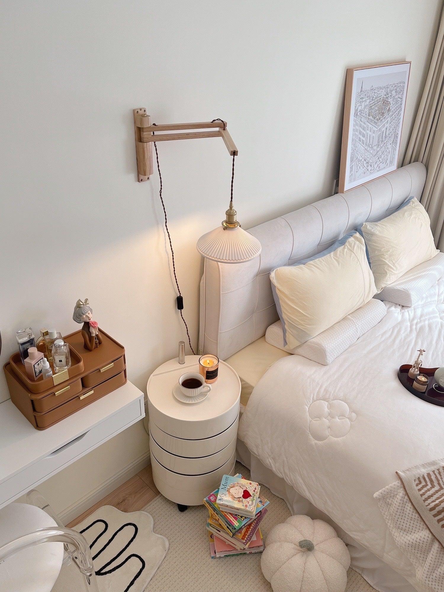 Lyphaia Nordic Art Telescopic Walnut Ceramic Wooden Wall Lamp - Neutralighting