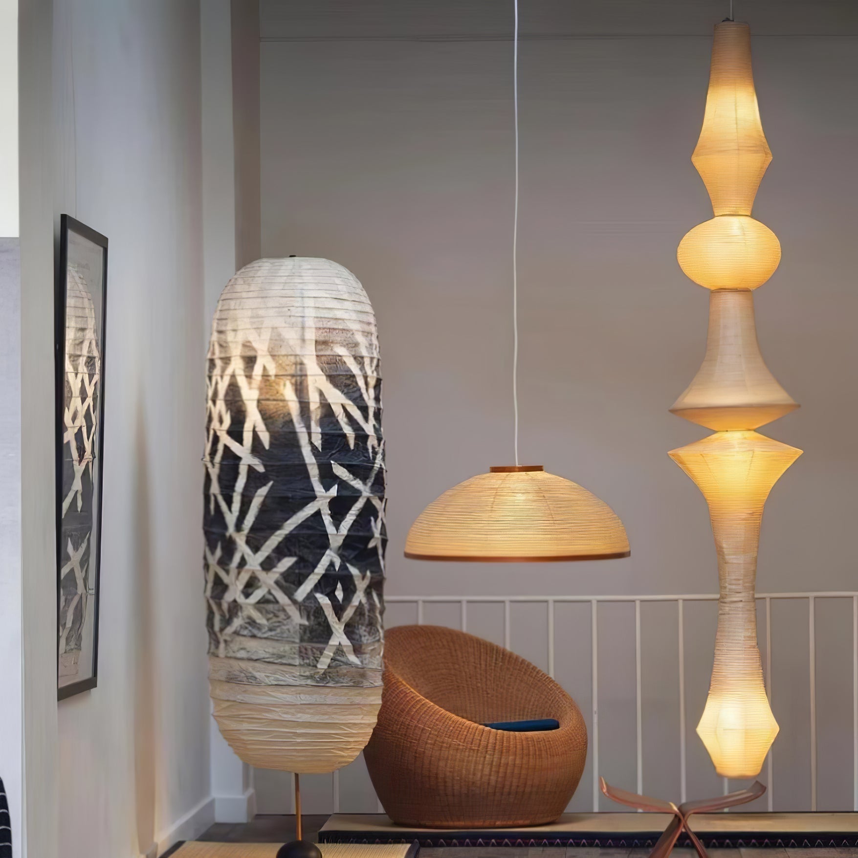 Lustra Suspension Luminaire Papier Washi E pour Salon - Neutralighting