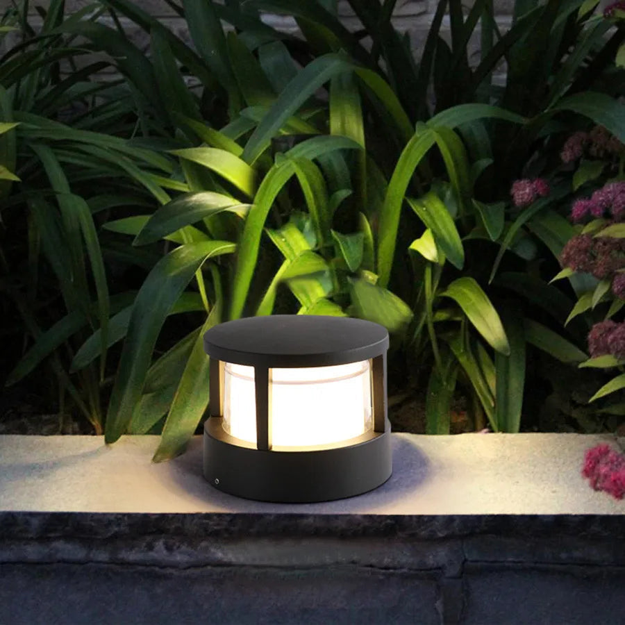 Ray Lampadaire Cylindre Moderne, Métal/Acrylique, Noire/Blanche, Jardin - Neutralighting