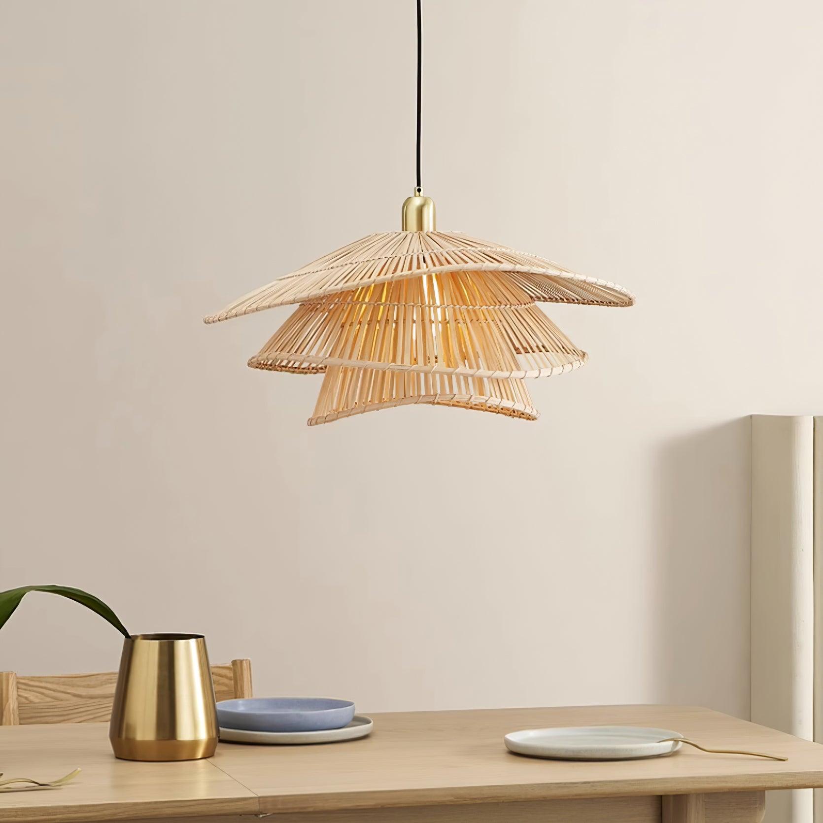 Weaver Pendant Lamp Woven Rattan Tiered - Letslighting