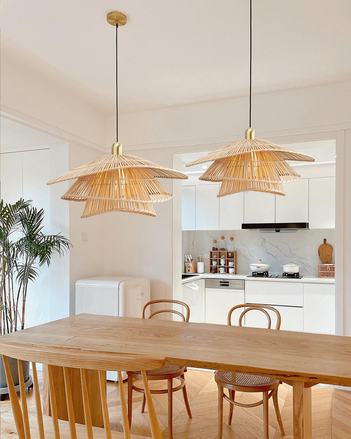 Weaver Pendant Lamp Woven Rattan Tiered - Letslighting