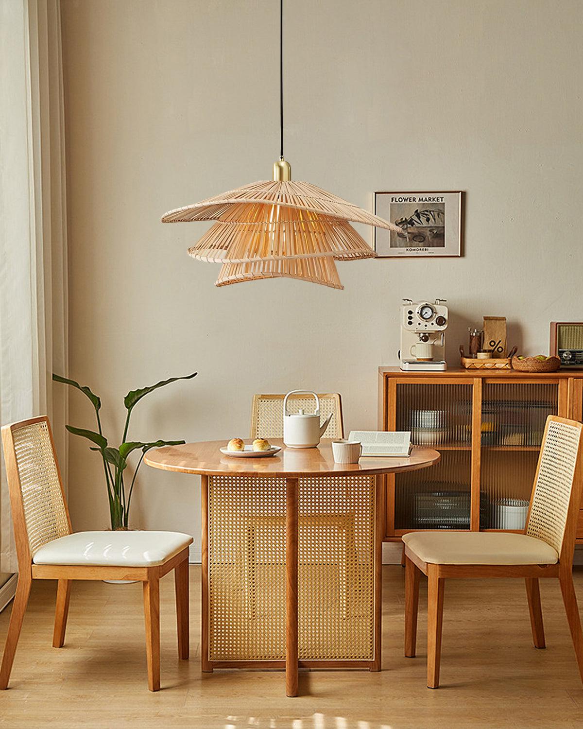 Weaver Pendant Lamp Woven Rattan Tiered - Letslighting