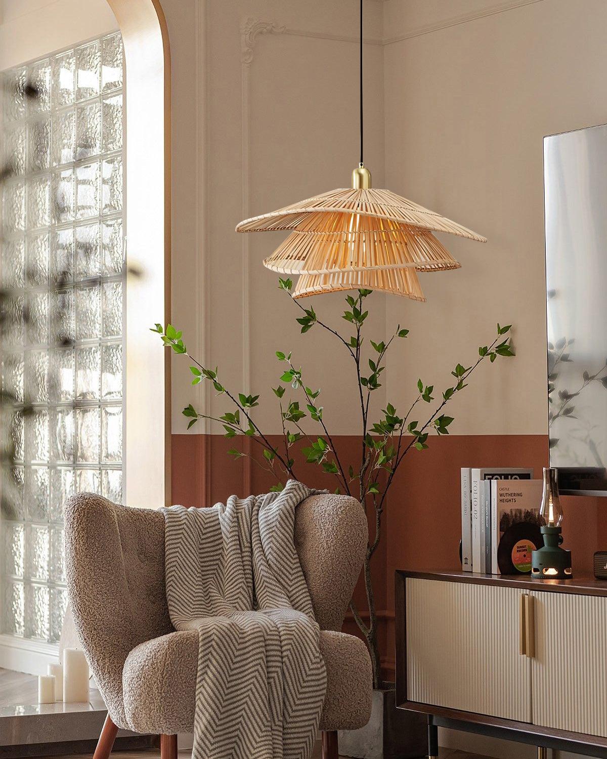 Weaver Pendant Lamp Woven Rattan Tiered - Letslighting