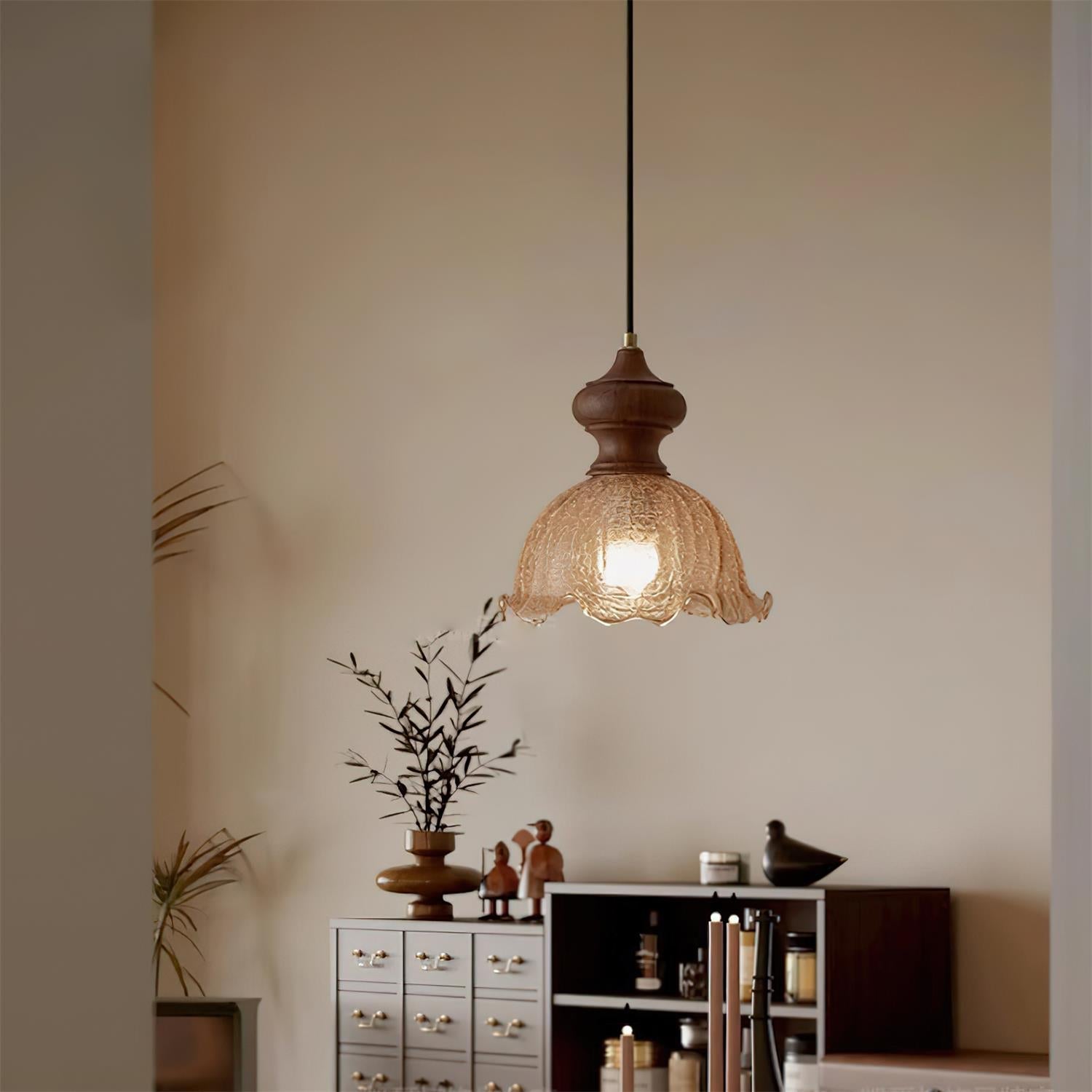Weiana Pendant Lamp Glass Rippled Scalloped Vintage - Letslighting