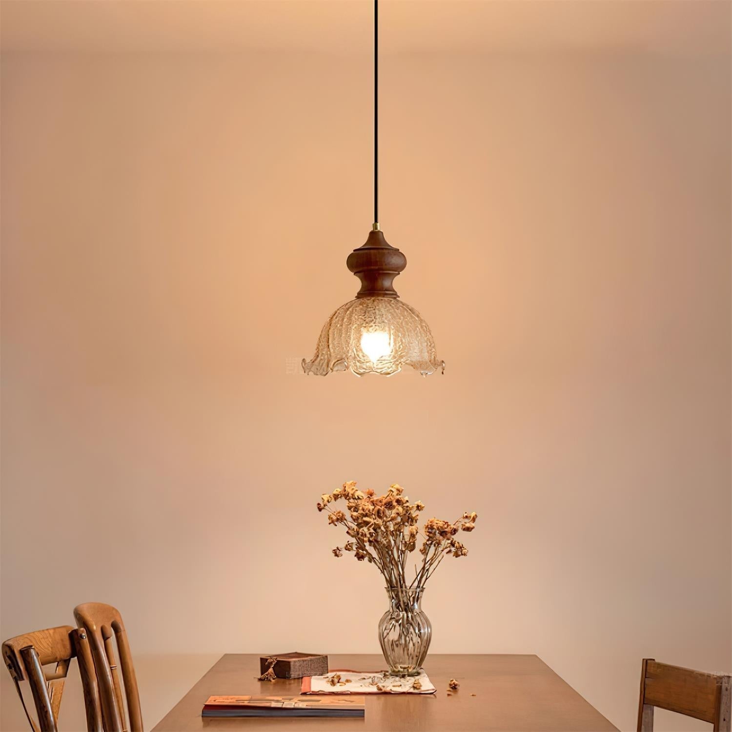 Weiana Pendant Lamp Glass Rippled Scalloped Vintage - Letslighting