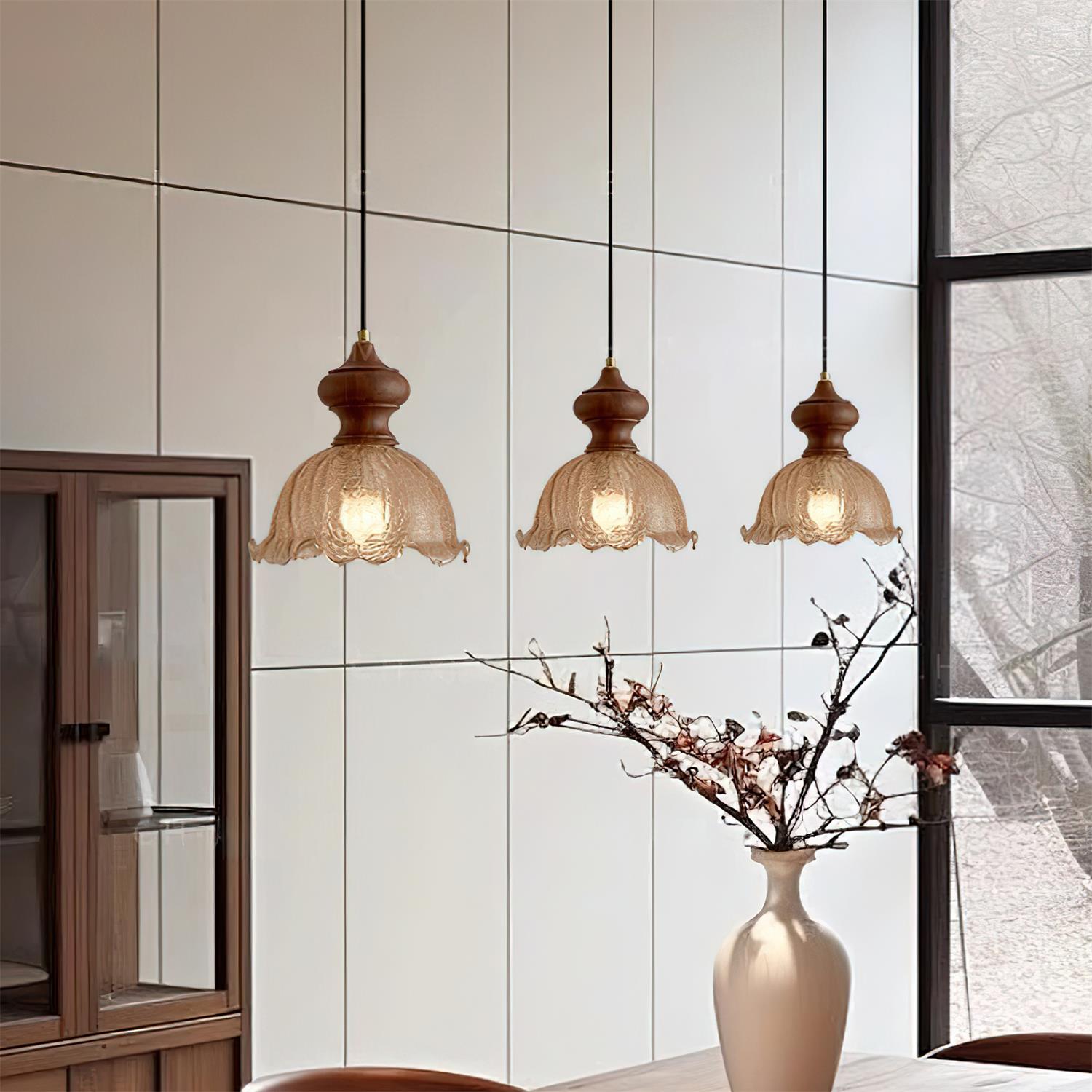 Weiana Pendant Lamp Glass Rippled Scalloped Vintage - Letslighting
