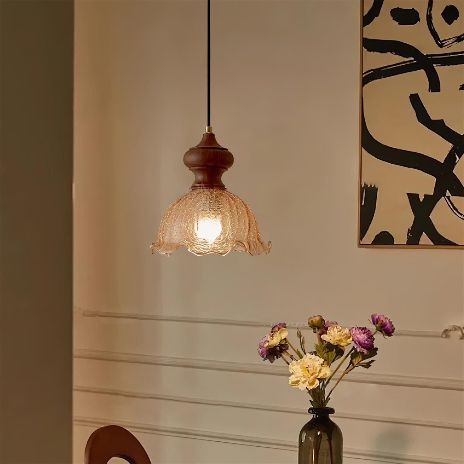 Weiana Pendant Lamp Glass Rippled Scalloped Vintage - Letslighting