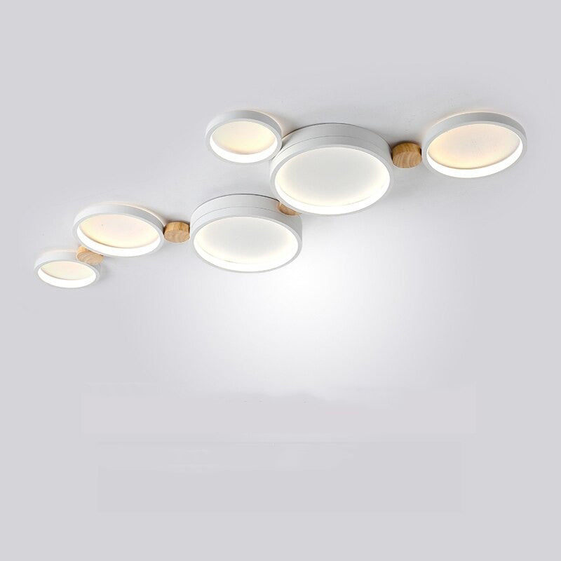 Fylo Plafonnier Rond Moderne. Métal/Bois. Blanc/Gris/Vert. Salon - Neutralighting