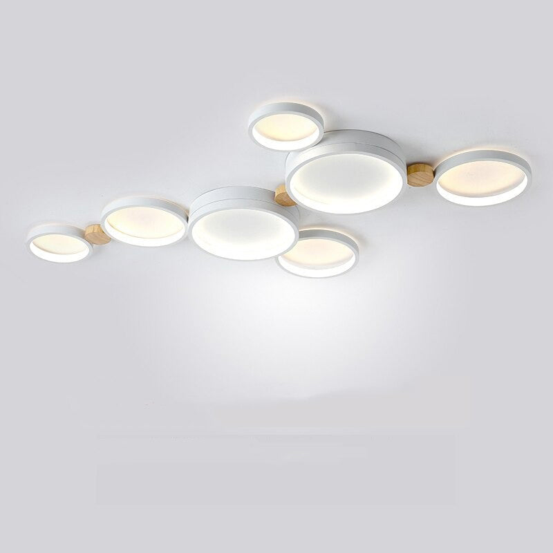 Fylo Plafonnier Rond Moderne. Métal/Bois. Blanc/Gris/Vert. Salon - Neutralighting