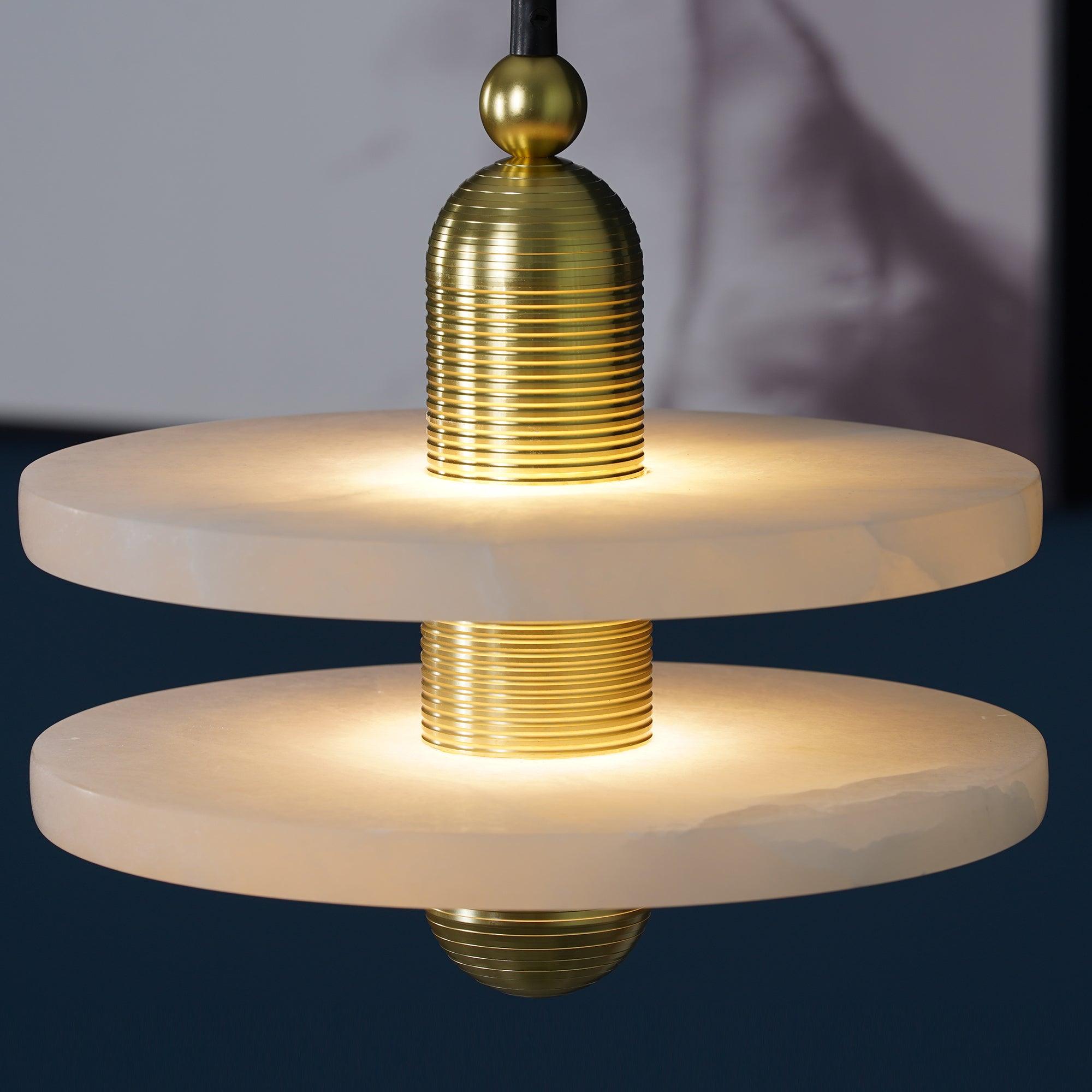Goose Suspension en Alabastre Blanc et Cuivre - Neutralighting