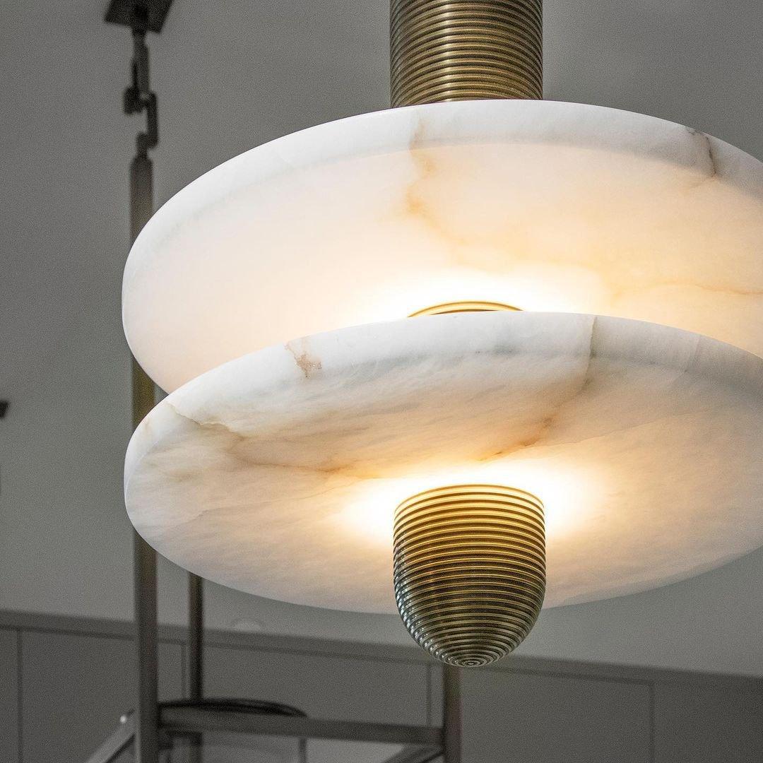 Goose Suspension en Alabastre Blanc et Cuivre - Neutralighting