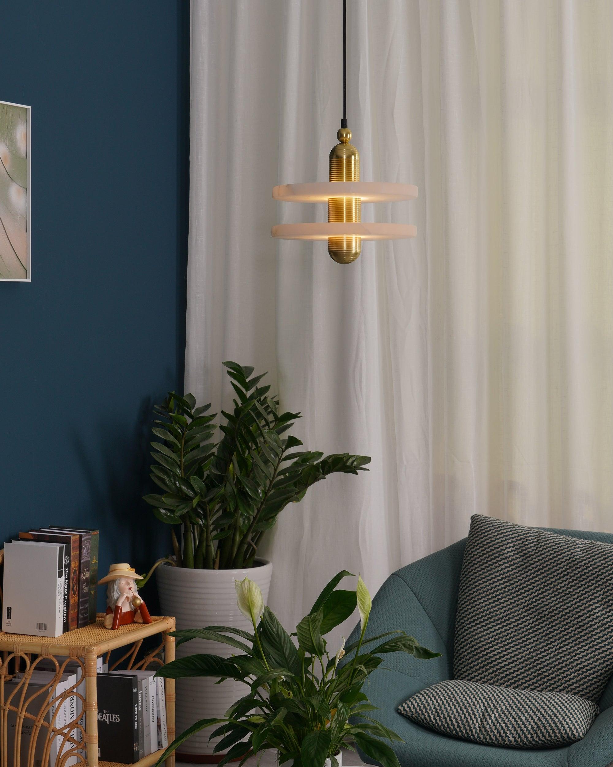Goose Suspension en Alabastre Blanc et Cuivre - Neutralighting