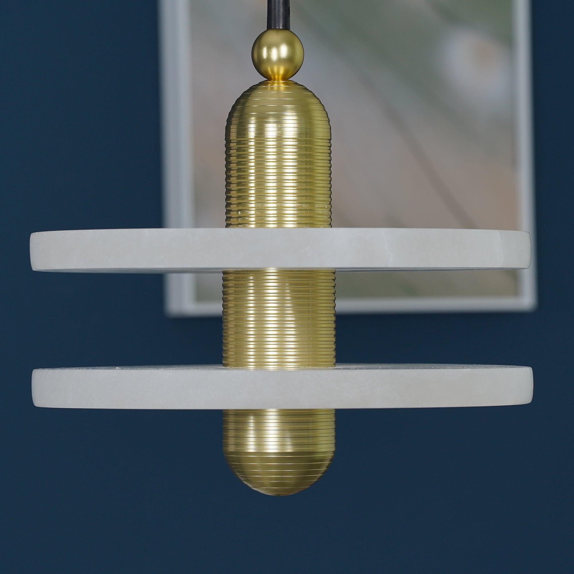 Goose Suspension en Alabastre Blanc et Cuivre - Neutralighting