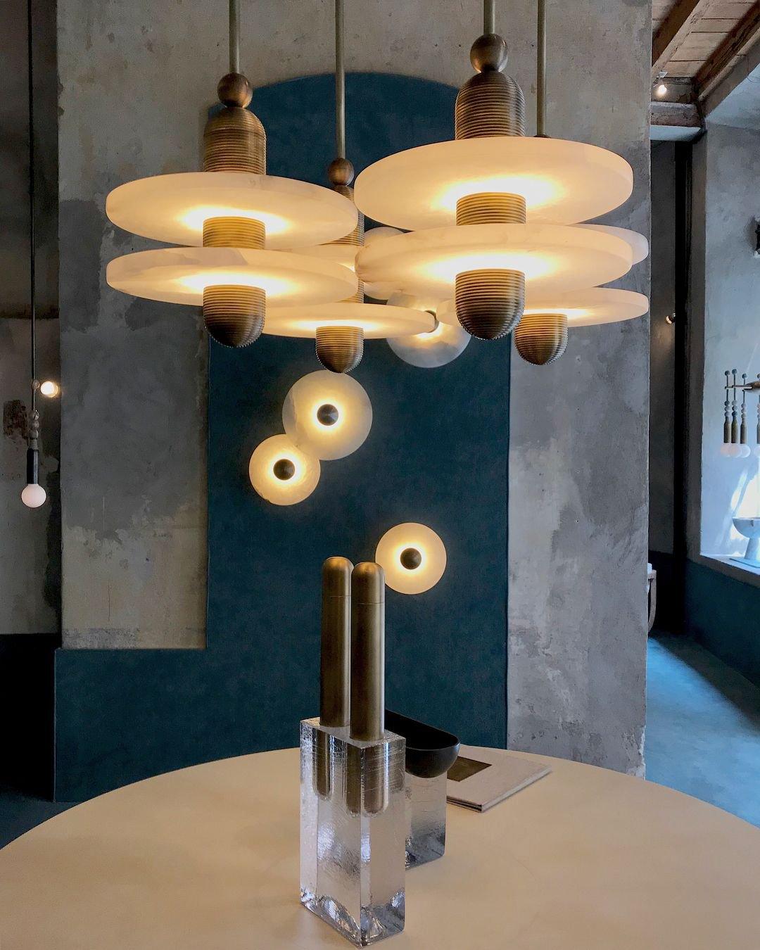 Goose Suspension en Alabastre Blanc et Cuivre - Neutralighting