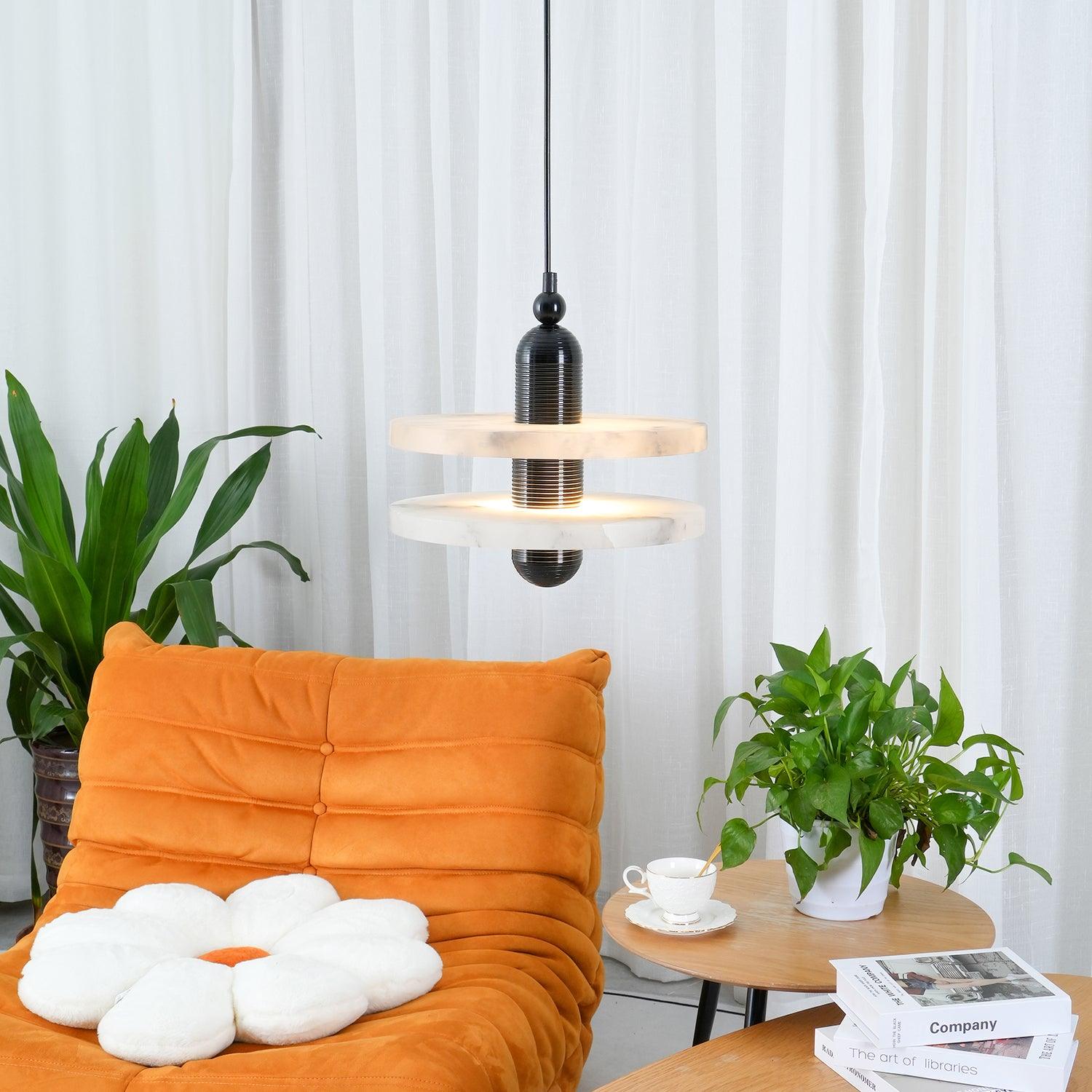Goose Suspension en Alabastre Blanc et Cuivre - Neutralighting