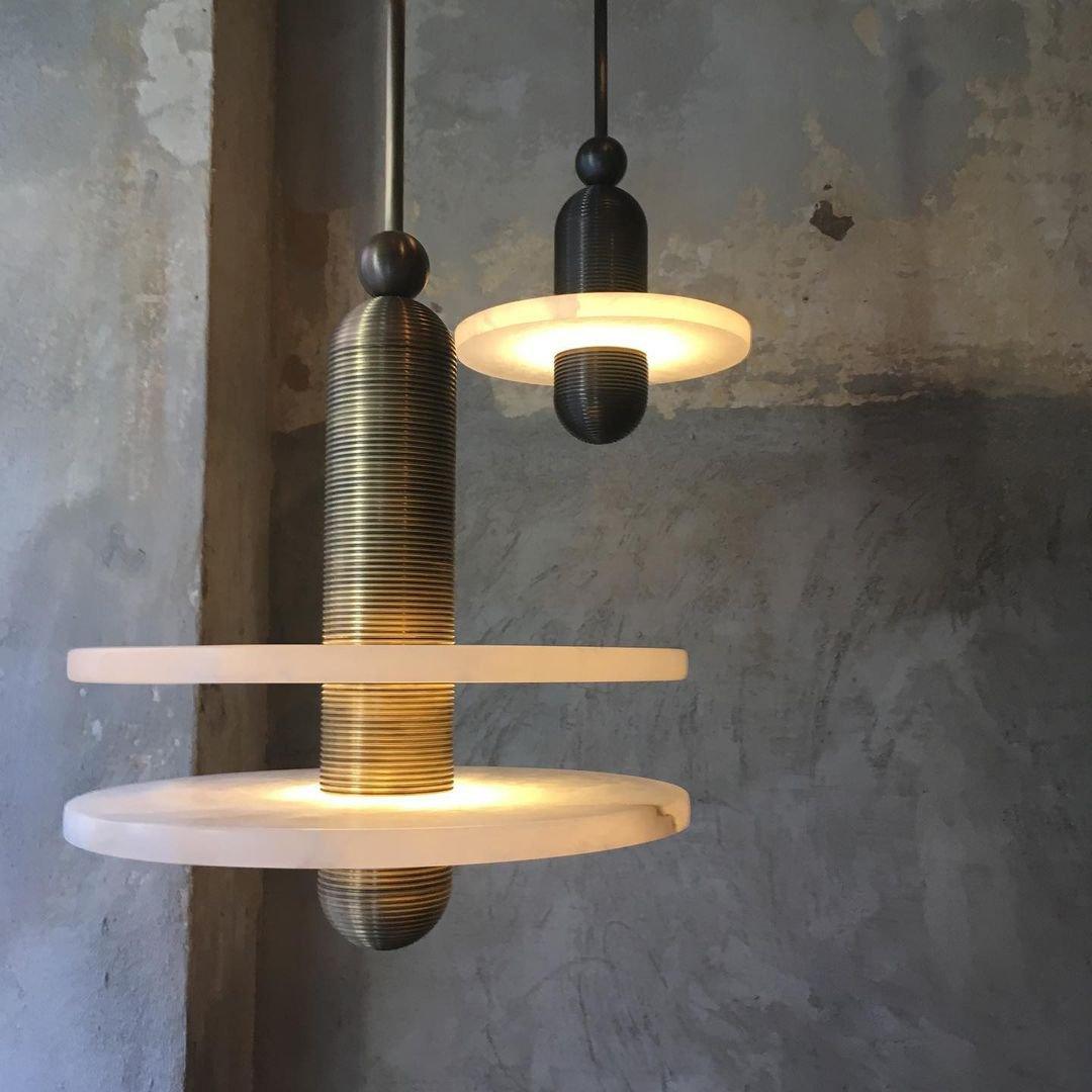 Goose Suspension en Alabastre Blanc et Cuivre - Neutralighting